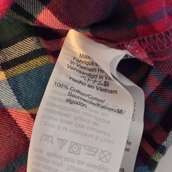 Crewcuts girls shirt button up flanell red green multicolor plaid tie hem 12 - Picture 4 of 4